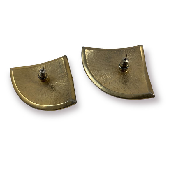 Vintage large red and gold enamel triangle earrings - Picture 11 of 11